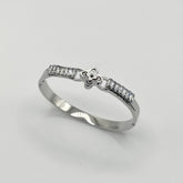Clover Zircon Silver Bangle