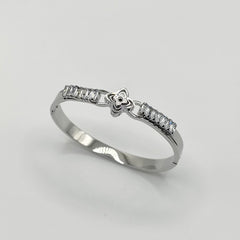 Clover Zircon Silver Bangle