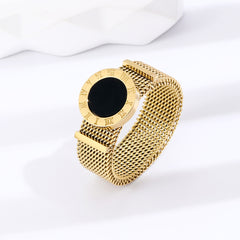 Roman Numeral Black Plate Ring
