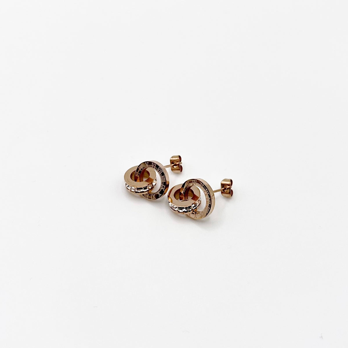 Roman Numeral Rose Gold Earings