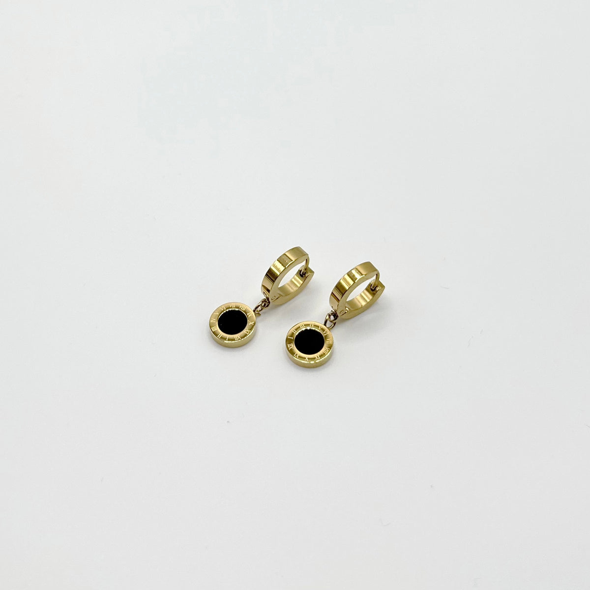 Roman Numeral Black Plate earings