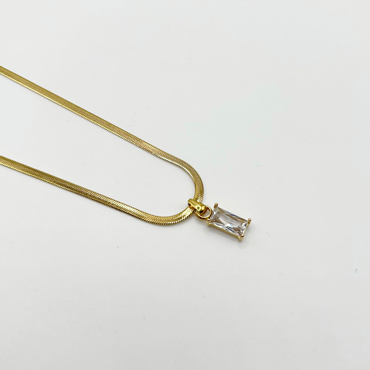 Square Zircon Gold Necklace