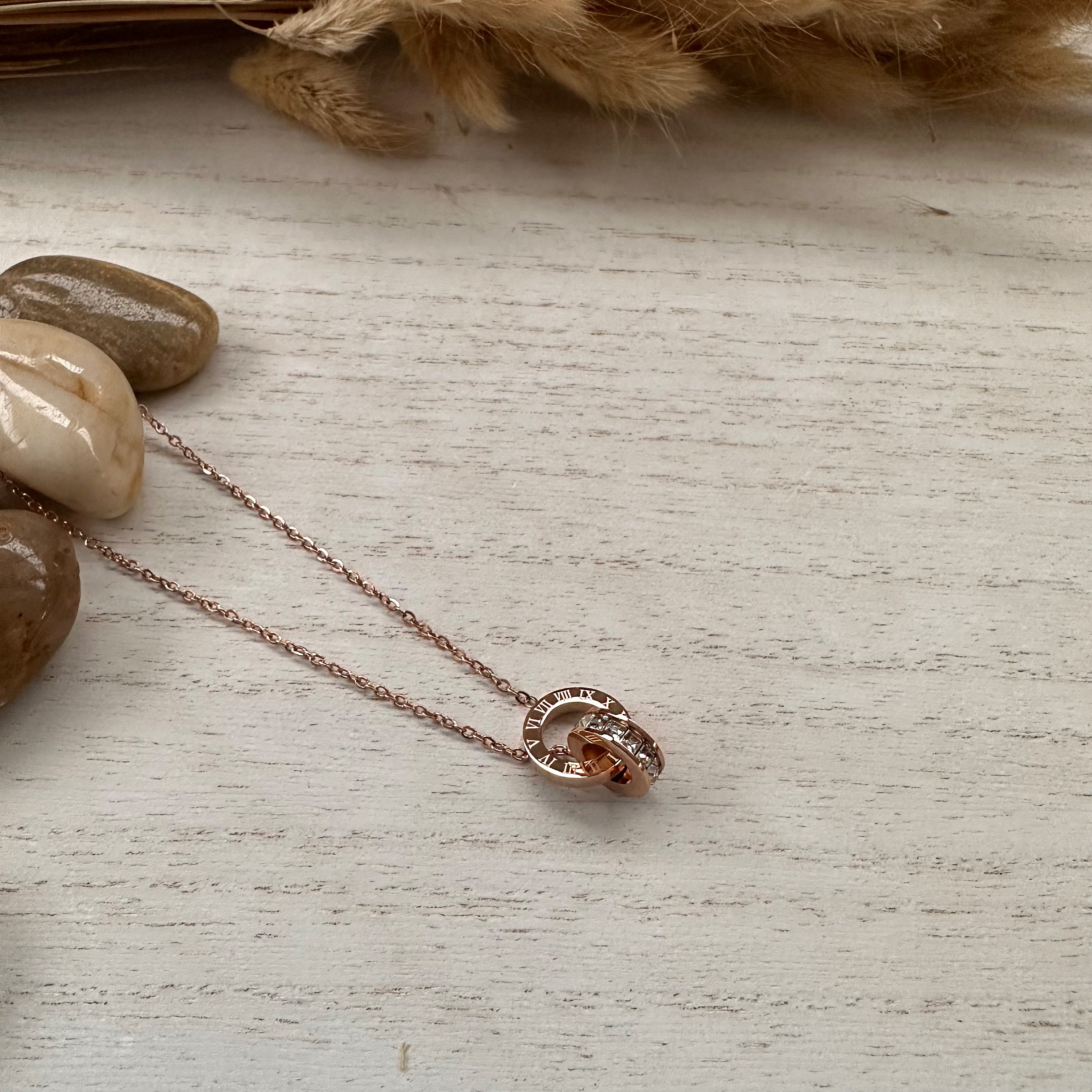 Roman Numeral Rose Gold Necklace